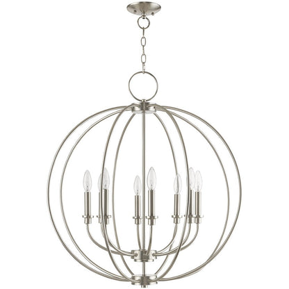 Eight Light Dimmable Chandelier With Shades