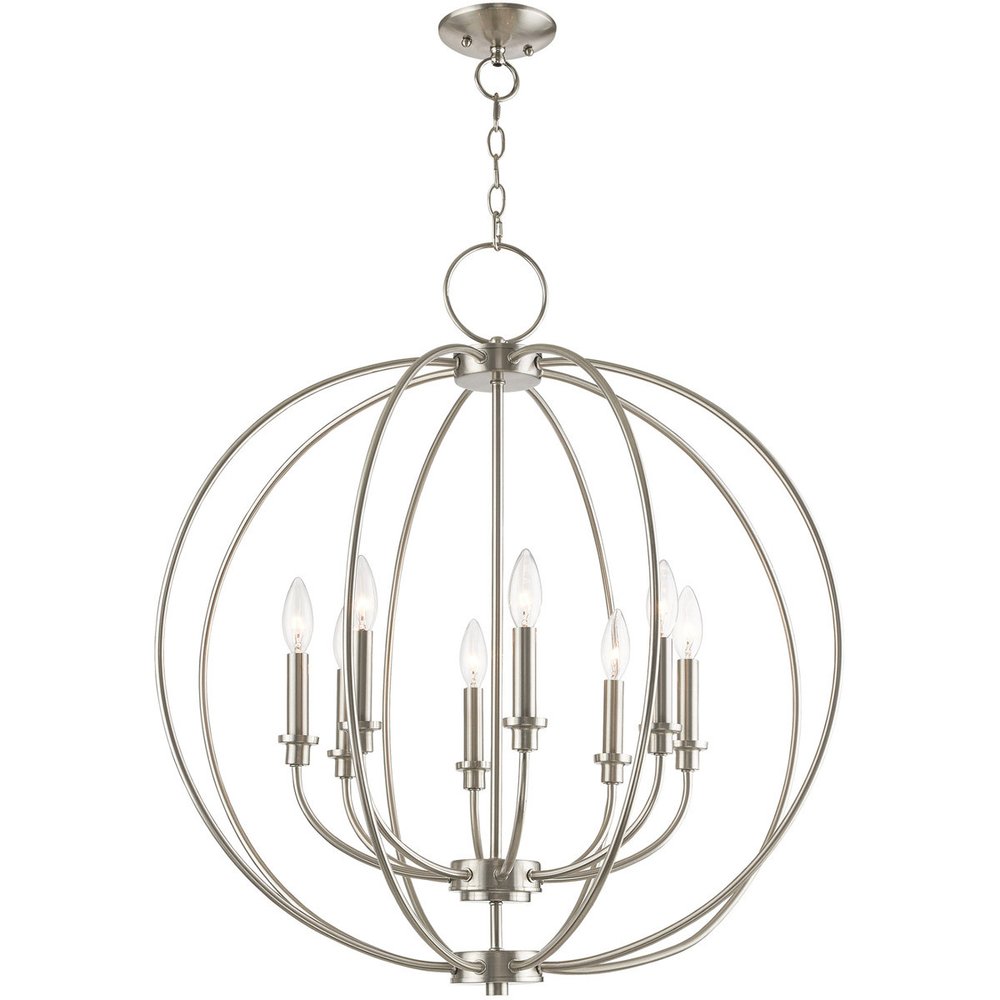 Eight Light Dimmable Chandelier With Shades