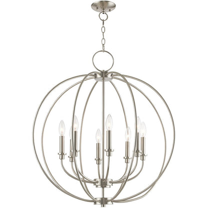 Eight Light Dimmable Chandelier With Shades