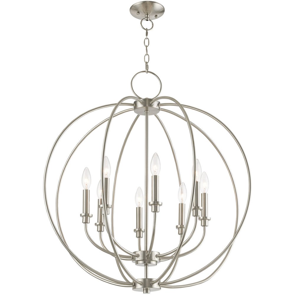 Eight Light Dimmable Chandelier With Shades