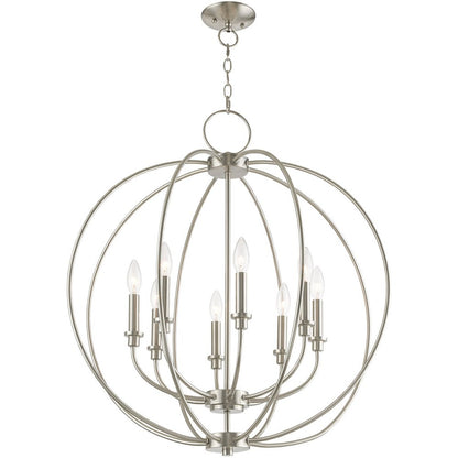 Eight Light Dimmable Chandelier With Shades