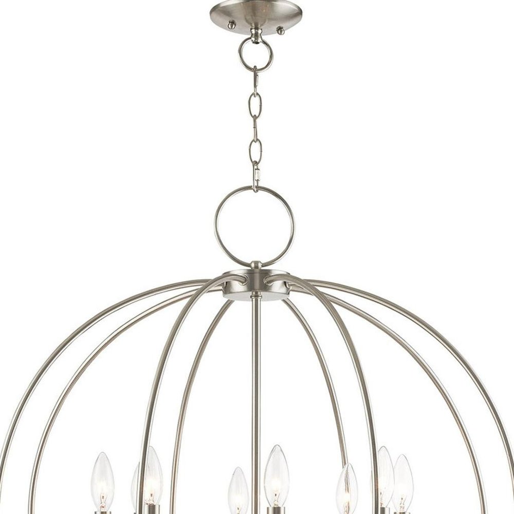 Eight Light Dimmable Chandelier With Shades