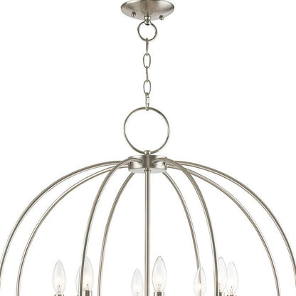 Eight Light Dimmable Chandelier With Shades