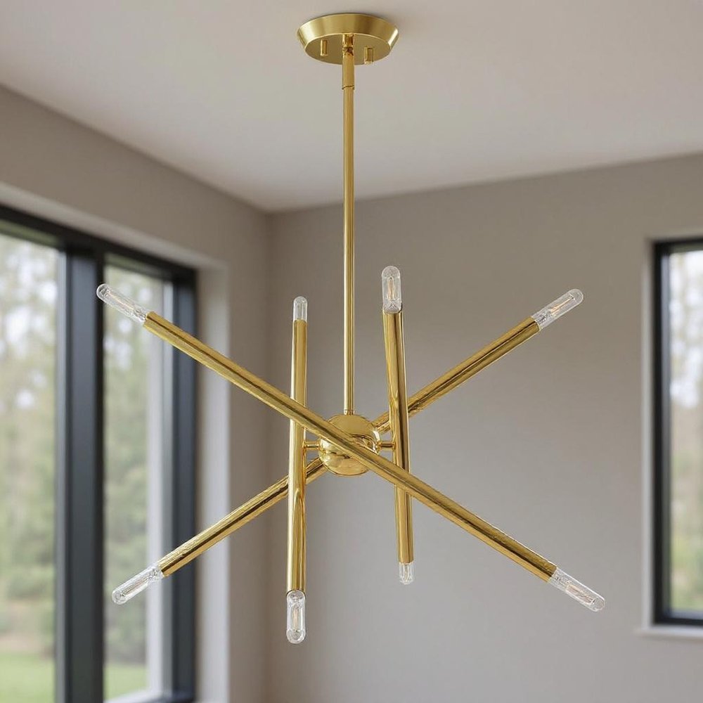 Eight Light Dimmable Chandelier With Shades