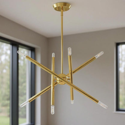 Eight Light Dimmable Chandelier With Shades