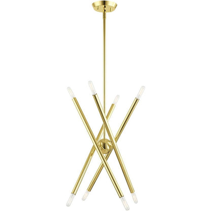 Eight Light Dimmable Chandelier With Shades
