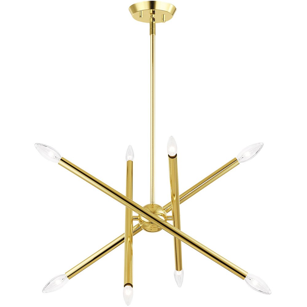 Eight Light Dimmable Chandelier With Shades