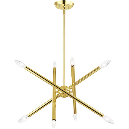 Eight Light Dimmable Chandelier With Shades