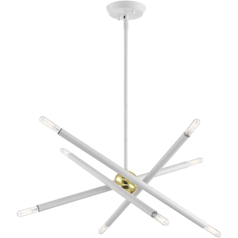 Eight Light Dimmable Chandelier With Shades