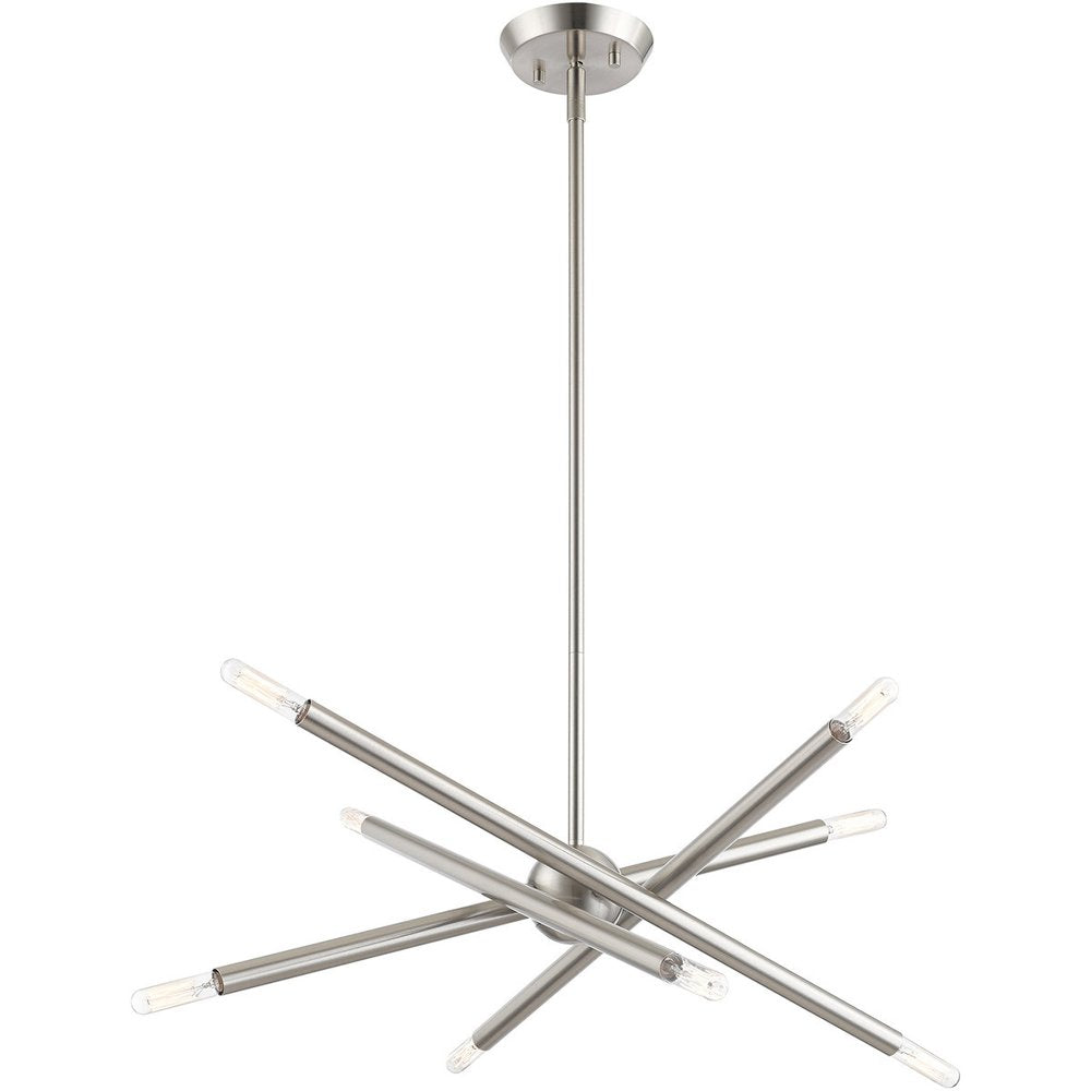 Eight Light Dimmable Chandelier With Shades