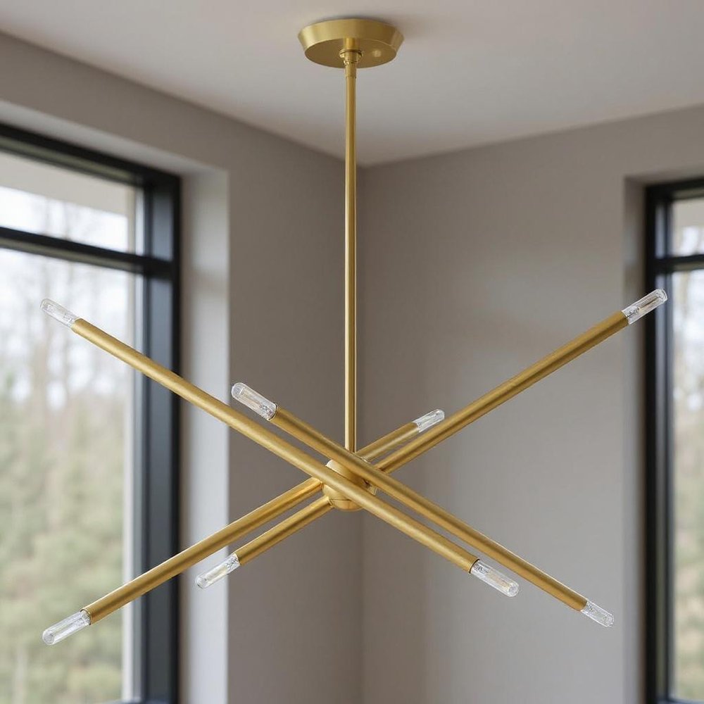 Eight Light Dimmable Chandelier With Shades