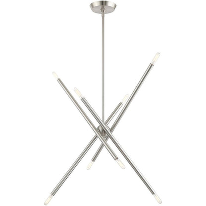 Eight Light Dimmable Chandelier With Shades