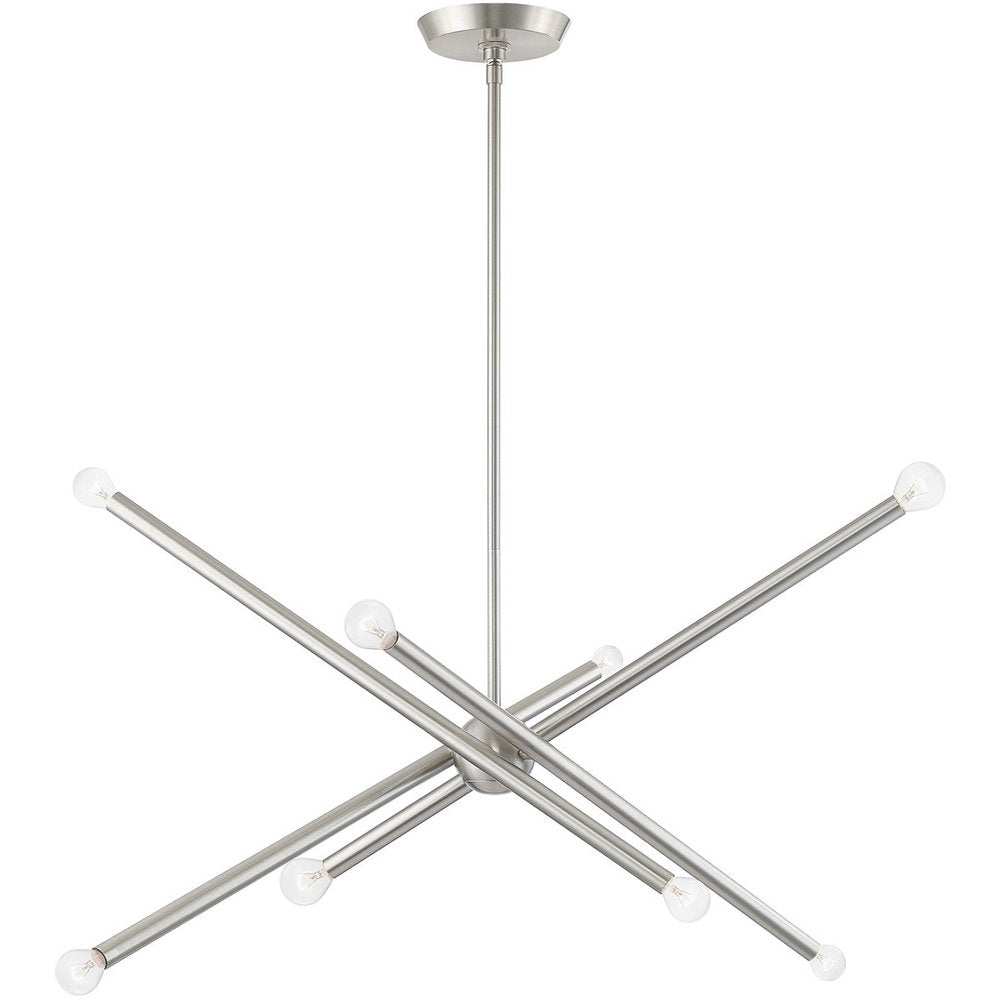 Eight Light Dimmable Chandelier With Shades