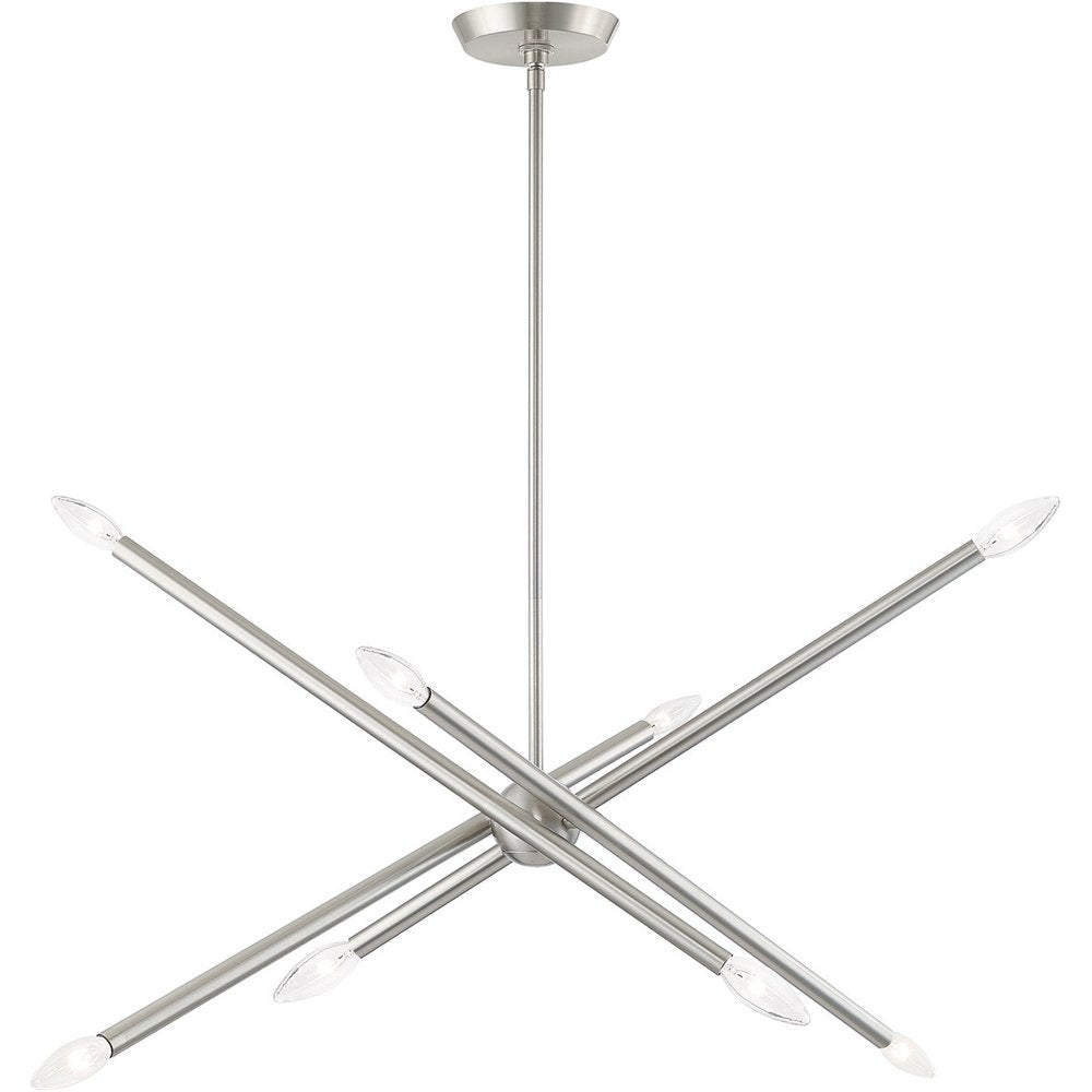 Eight Light Dimmable Chandelier With Shades