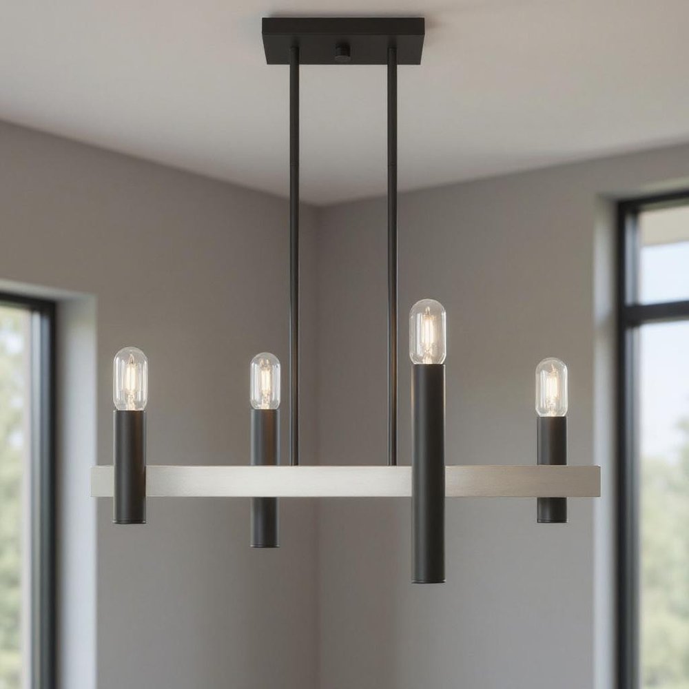 Four Light Dimmable Chandelier With Shades