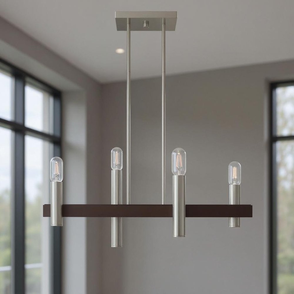 Four Light Dimmable Chandelier With Shades