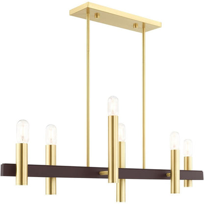 Six Light Dimmable Chandelier With Shades