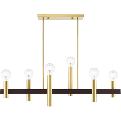 Six Light Dimmable Chandelier With Shades