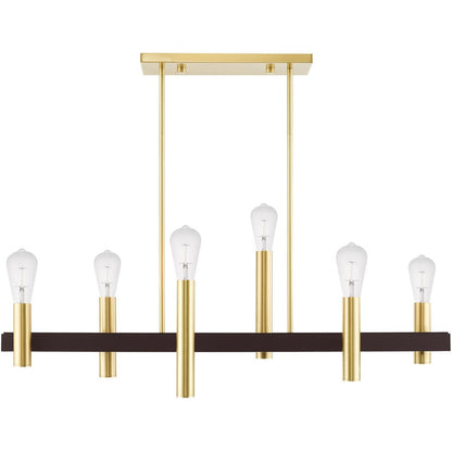 Six Light Dimmable Chandelier With Shades
