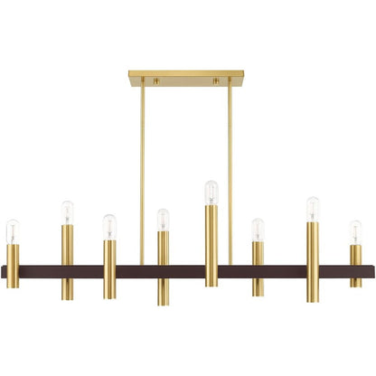 Eight Light Dimmable Chandelier With Shades