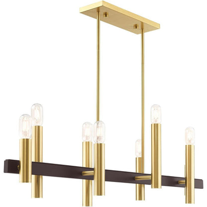 Eight Light Dimmable Chandelier With Shades