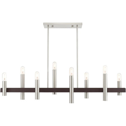 Eight Light Dimmable Chandelier With Shades