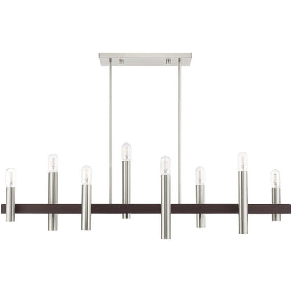 Eight Light Dimmable Chandelier With Shades