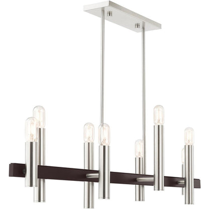 Eight Light Dimmable Chandelier With Shades