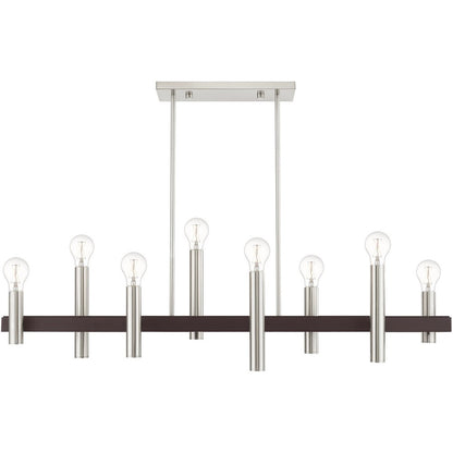 Eight Light Dimmable Chandelier With Shades