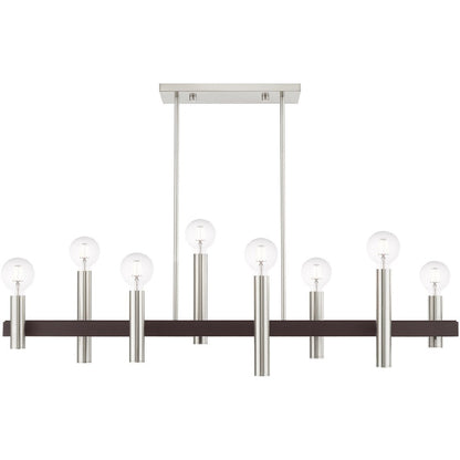Eight Light Dimmable Chandelier With Shades