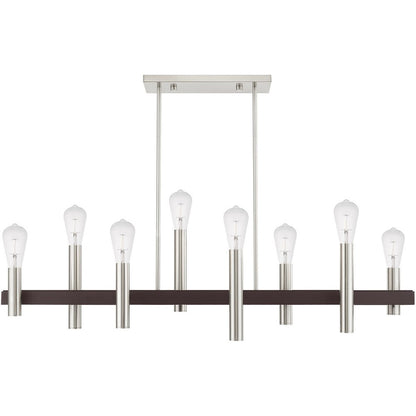 Eight Light Dimmable Chandelier With Shades