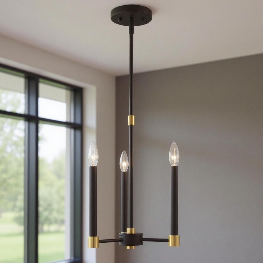Three Light Dimmable Chandelier With Shades