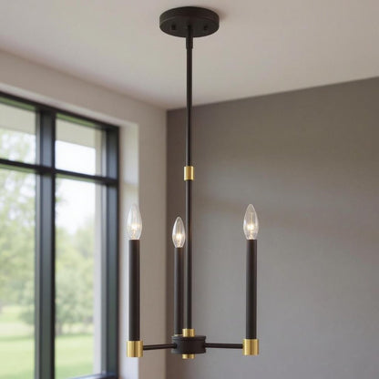 Three Light Dimmable Chandelier With Shades