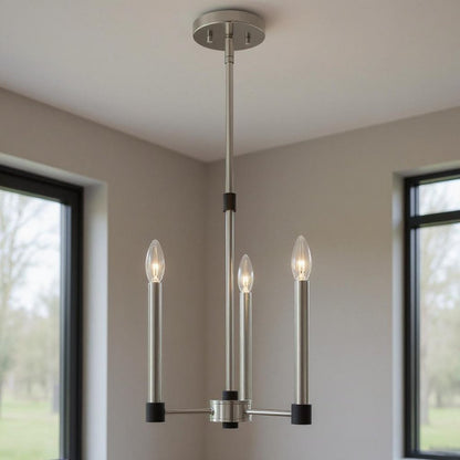 Three Light Dimmable Chandelier With Shades