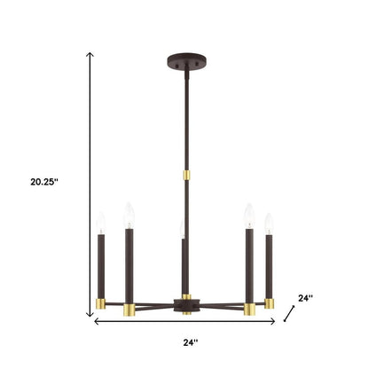 Five Light Dimmable Chandelier With Shades