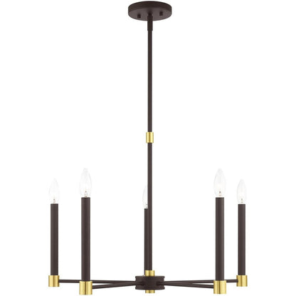 Five Light Dimmable Chandelier With Shades