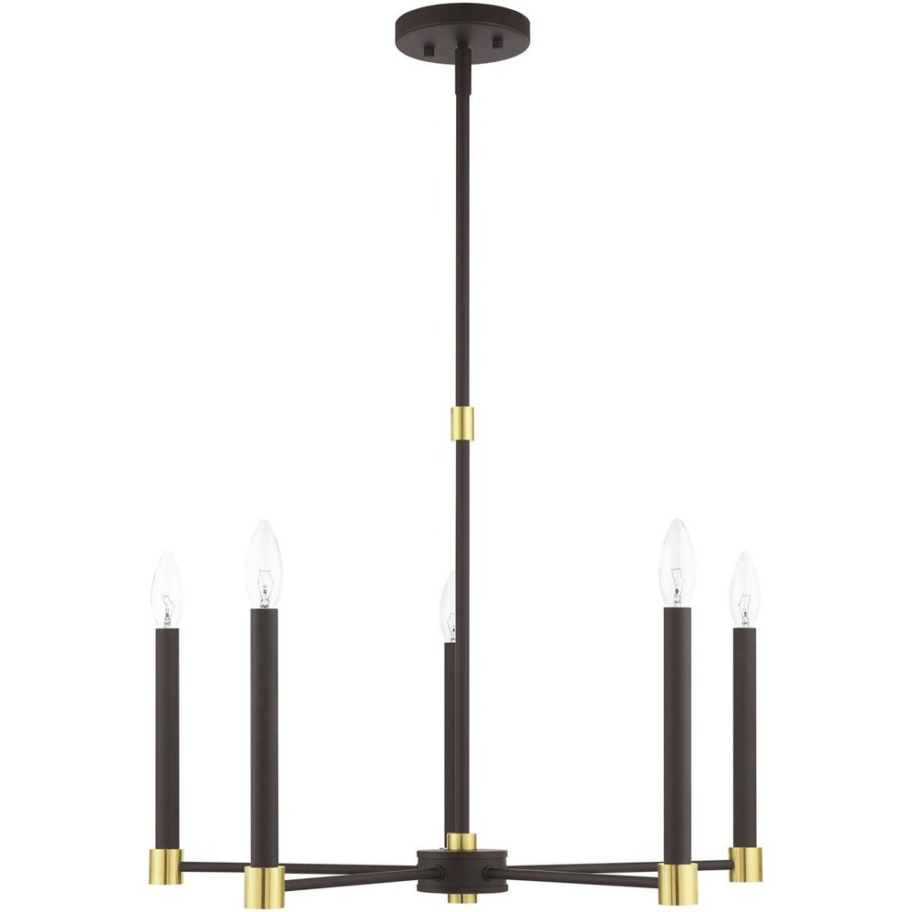 Five Light Dimmable Chandelier With Shades