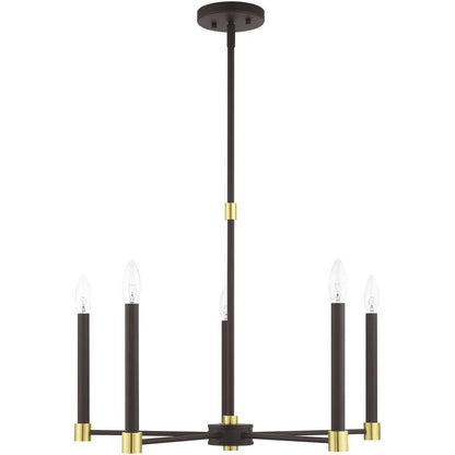Five Light Dimmable Chandelier With Shades