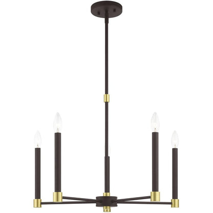 Five Light Dimmable Chandelier With Shades