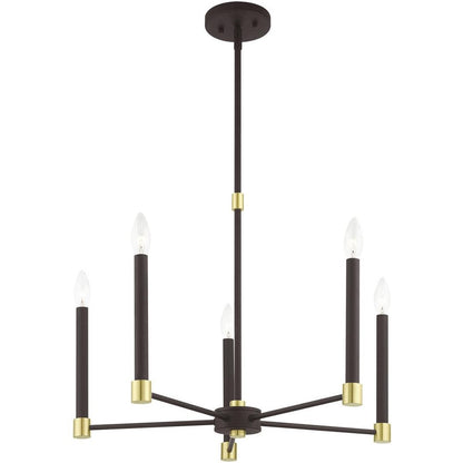Five Light Dimmable Chandelier With Shades