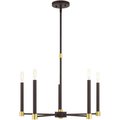 Five Light Dimmable Chandelier With Shades