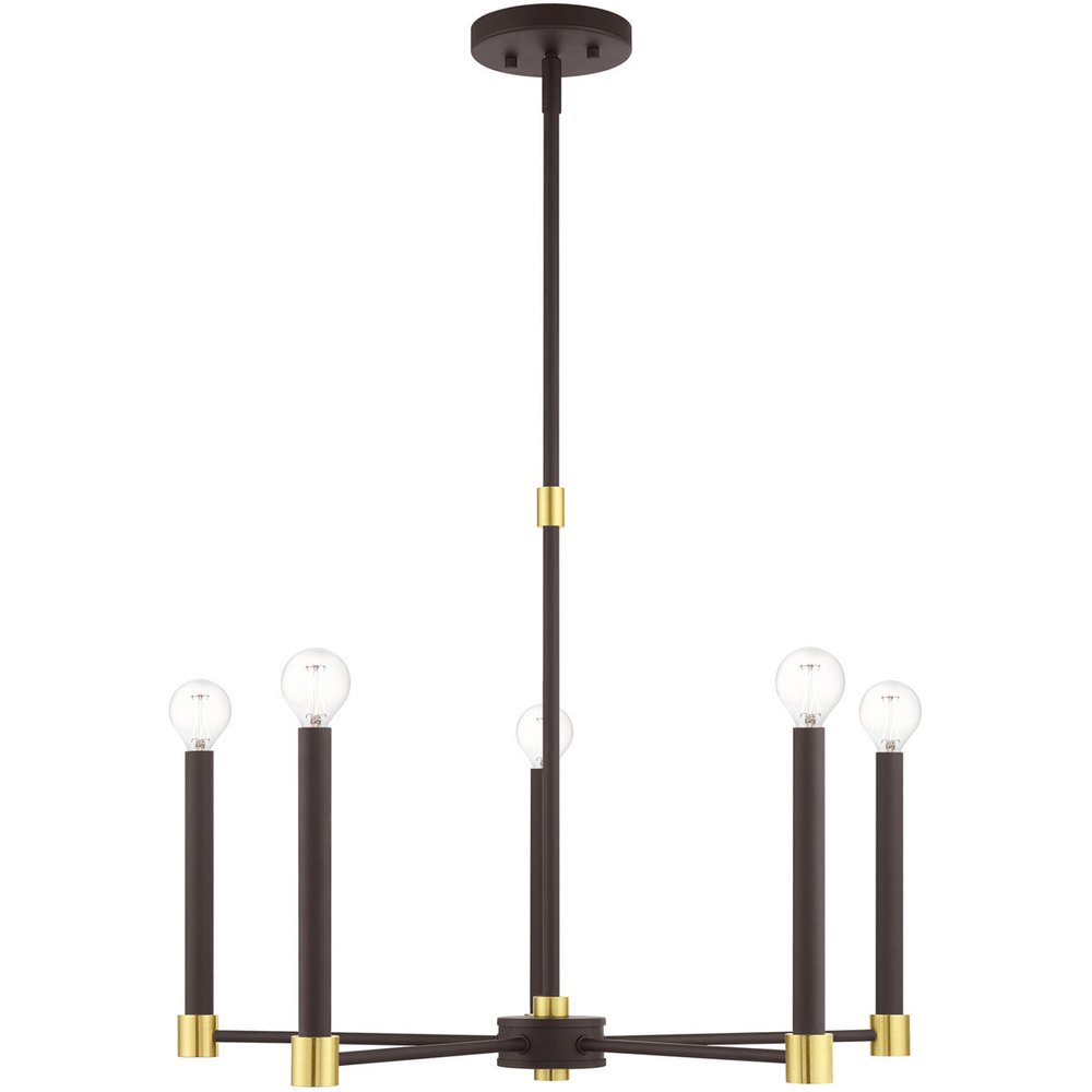 Five Light Dimmable Chandelier With Shades