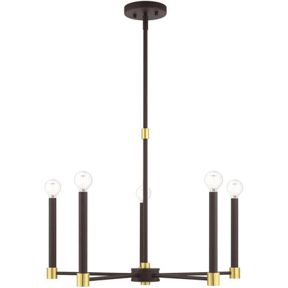 Five Light Dimmable Chandelier With Shades