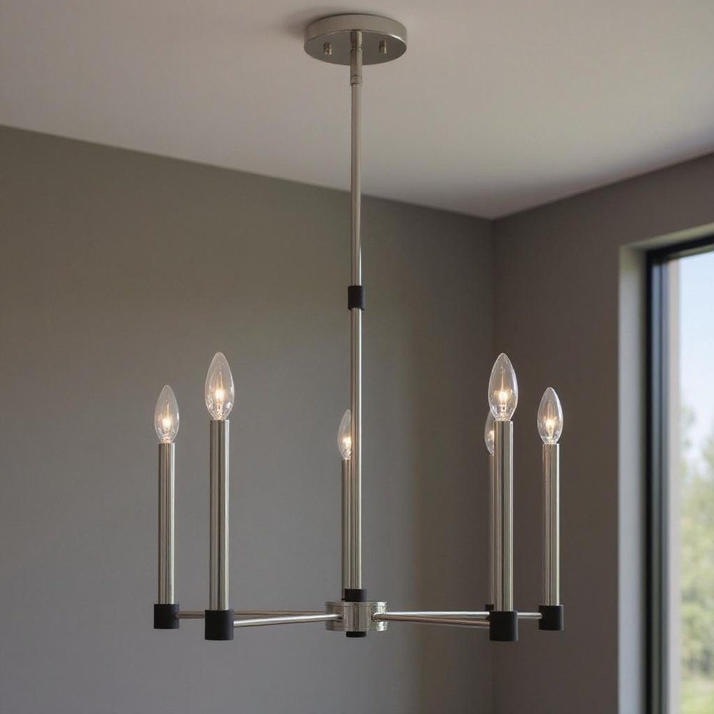 Five Light Dimmable Chandelier With Shades