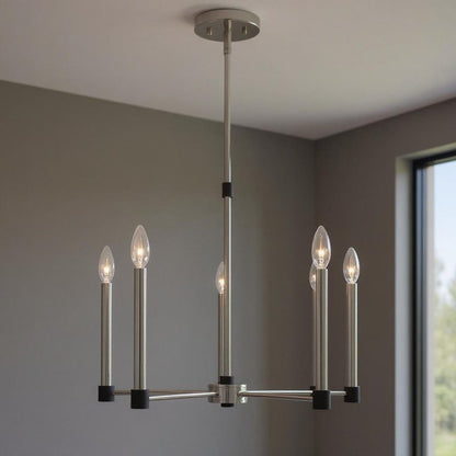 Five Light Dimmable Chandelier With Shades