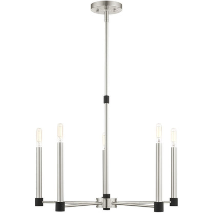 Five Light Dimmable Chandelier With Shades