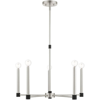 Five Light Dimmable Chandelier With Shades