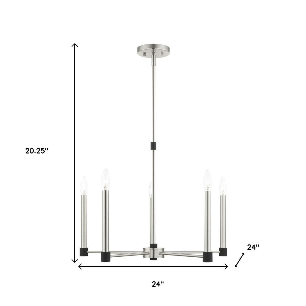 Five Light Dimmable Chandelier With Shades