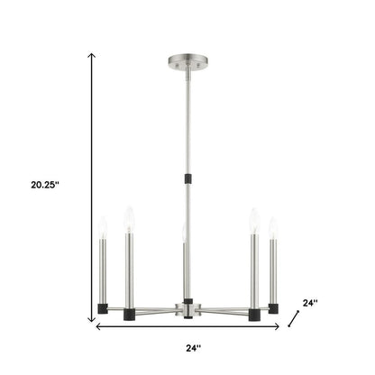Five Light Dimmable Chandelier With Shades