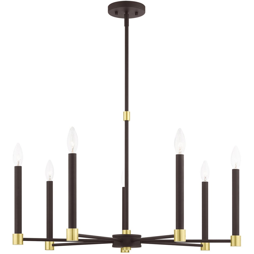 Seven Light Dimmable Chandelier With Shades
